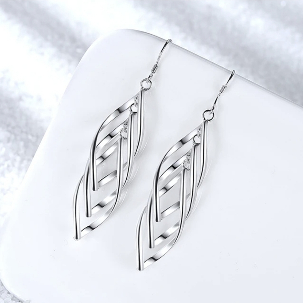 925 Sterling Silver Dangling Swirling EaringforWomen,Drop,Hook,Gift,Bridal
